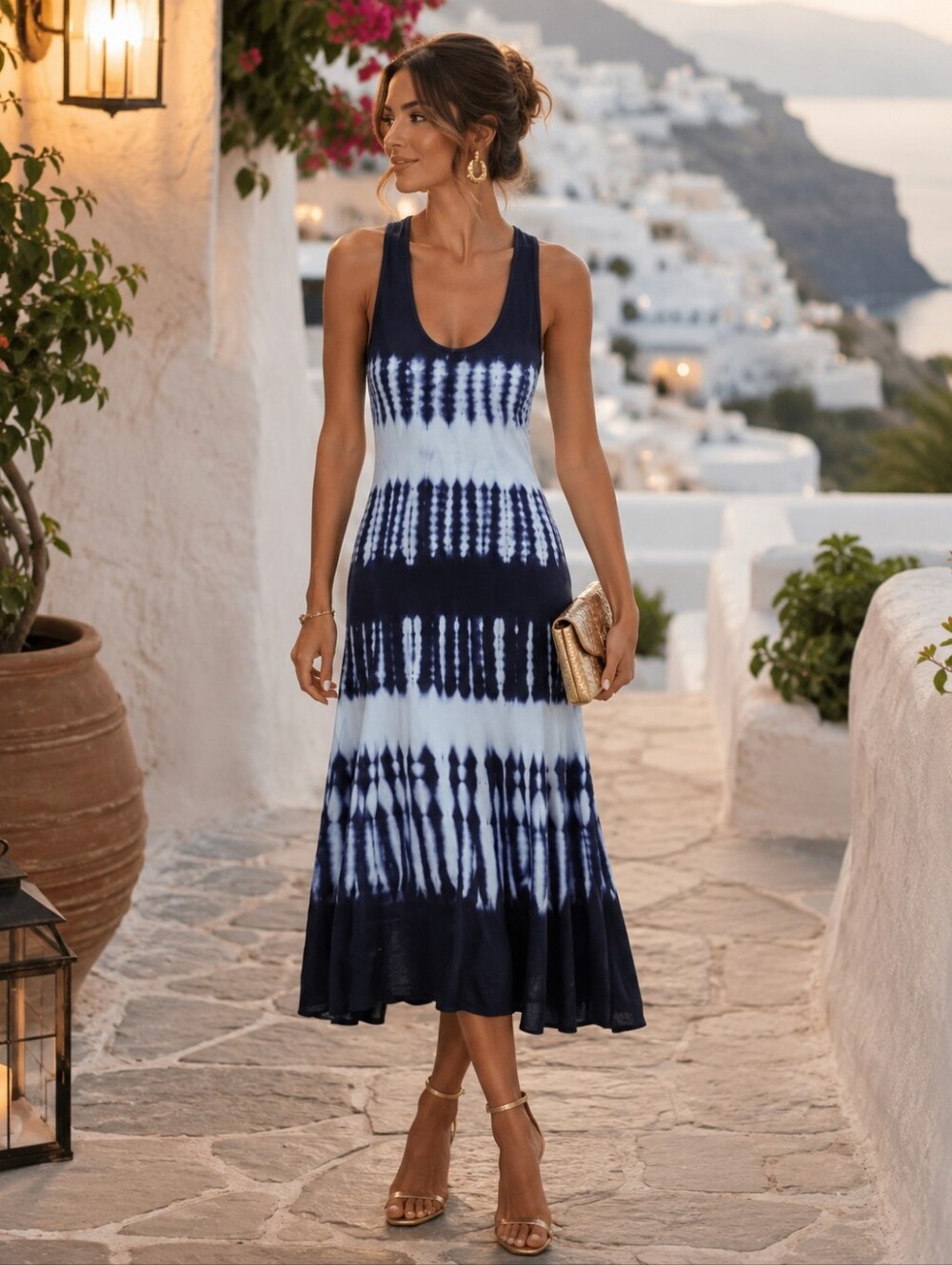 Proenza Schouler Viscose Knit Tie Dye Sleeveless Midi Dress Luxe Boho Women's M